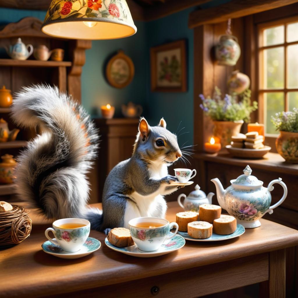 Enchanting Tea Time with a Squirrel