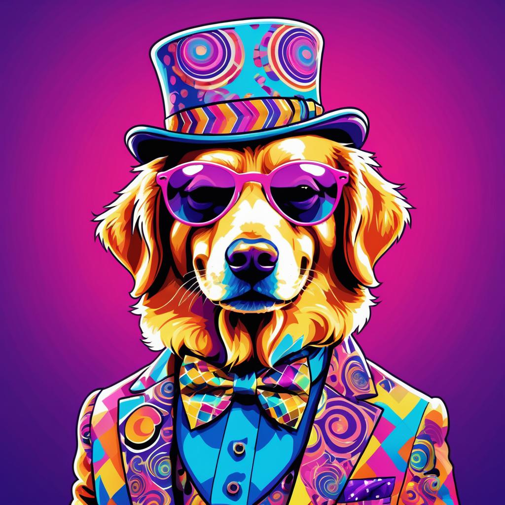 Psychedelic Golden Retriever Fashion Fantasy