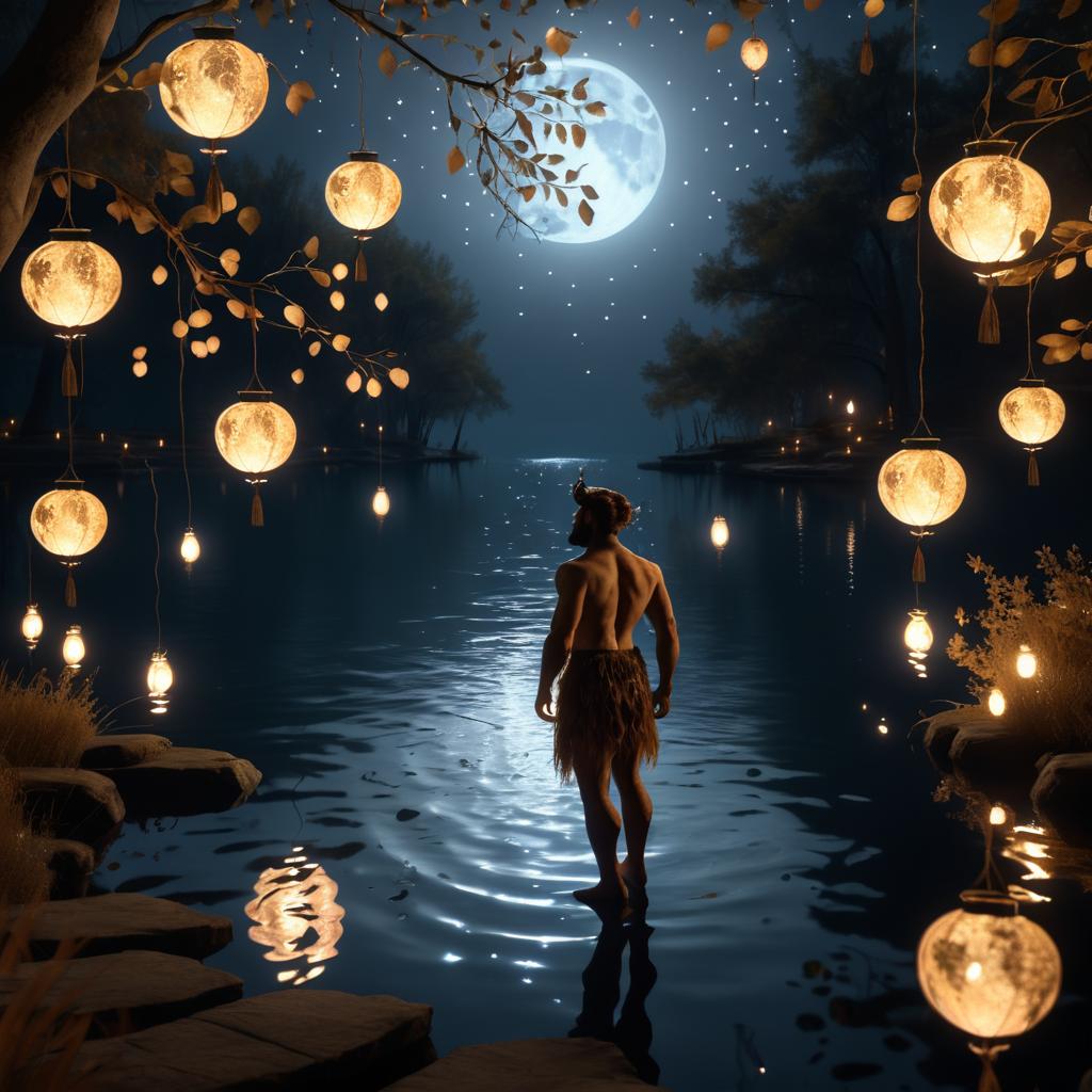 Moonlit Satyr by the Lakeside