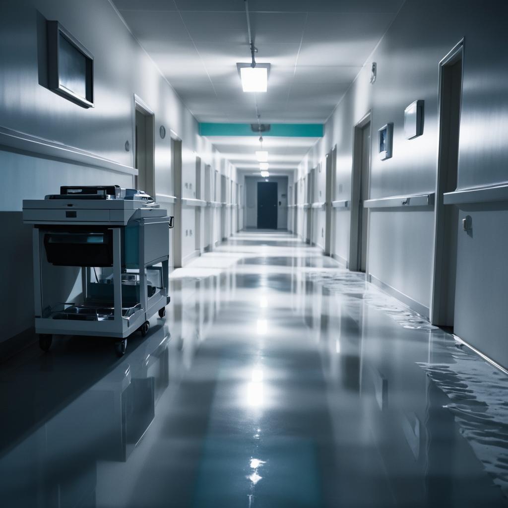 Eerie Hospital Scene in Moonlight