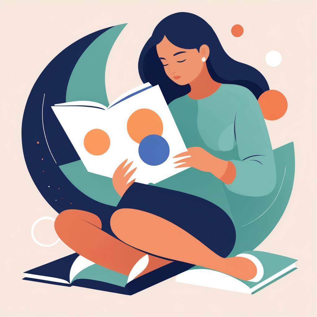 Minimalist Girl Reading a Book Illustration