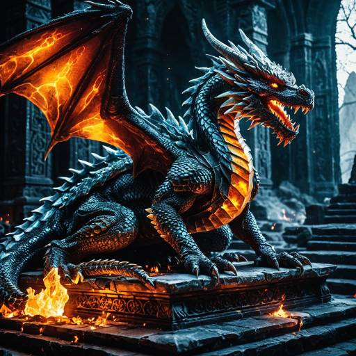 Ancient Crystal Dragon on Fiery Throne Ancient Crystal Dragon on Fiery Throne