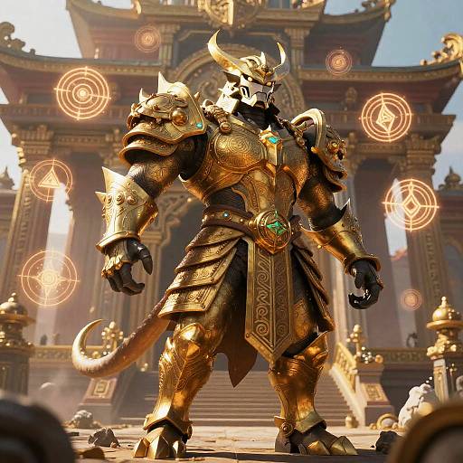 Armored Beast Guarding Ancient Temple