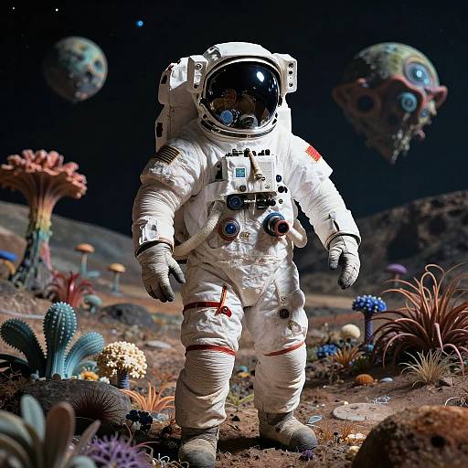 Surreal Astronaut Exploring Alien Planet
