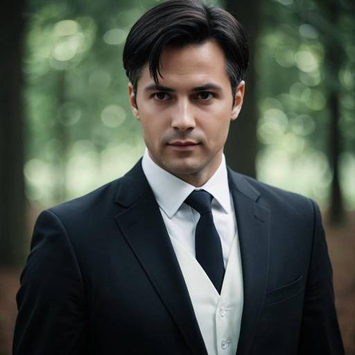 Poised Man in Dark Suit with White Shirt