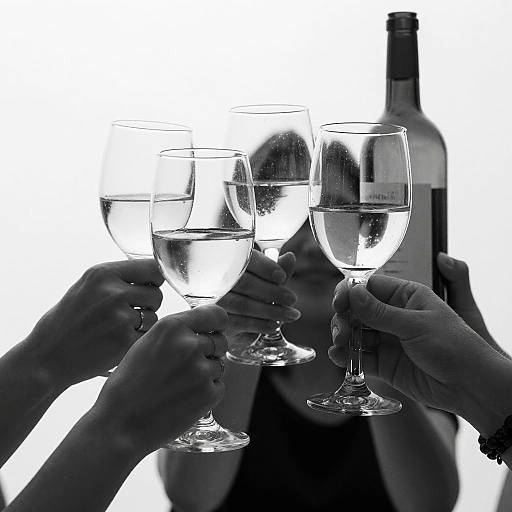 Monochrome Wine Glasses and Bottles