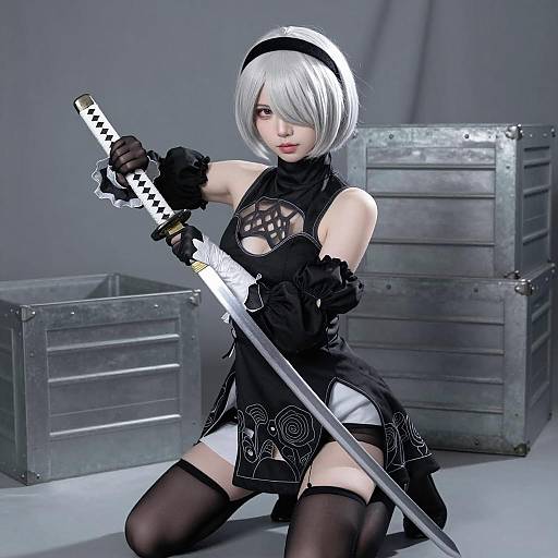 Cosplay Woman with Katana Sword