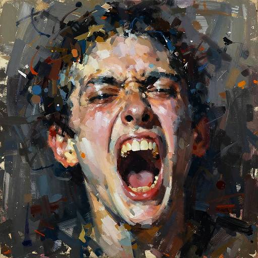 Abstract Expressionist Mid-Scream Portrait