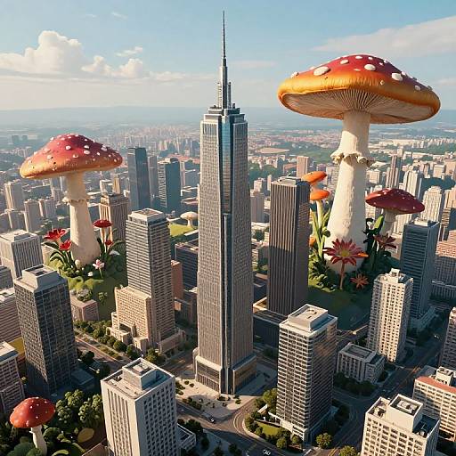 Surreal Futuristic Metropolis Aerial View