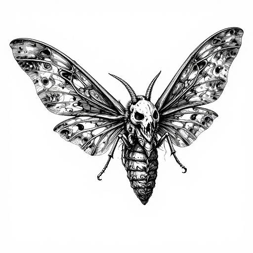 Detailed Anatomical Vampire Moth Illustration