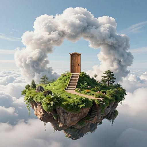 Whimsical Floating Island with Cloud Arch