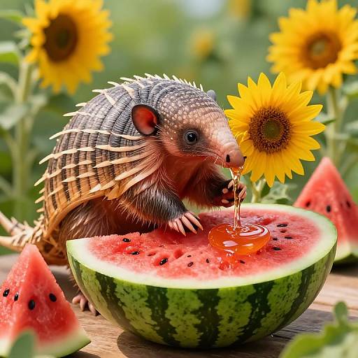 Luminous Armadillo in Summer Embrace