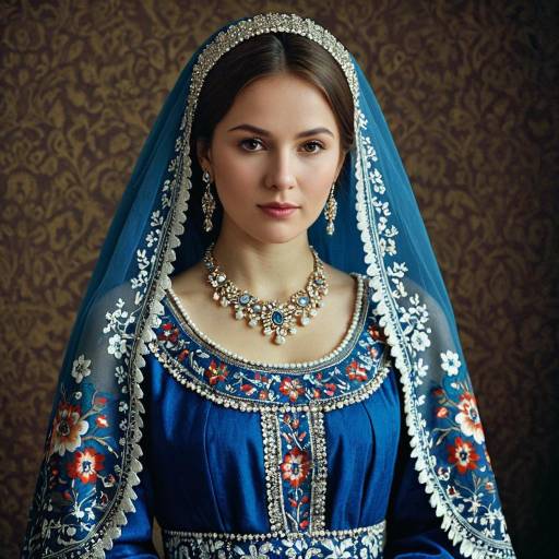 Traditional Russian Dress with Floral Print