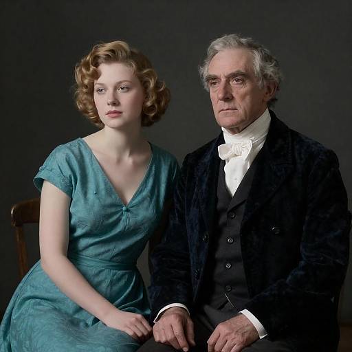 Vintage Portrait of Young Woman and Older Man