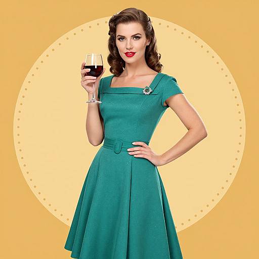 Elegant 1950s Woman with Wine