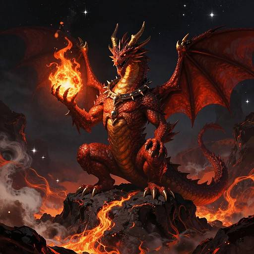 Regal Crimson Dragon on Volcanic Ridge
