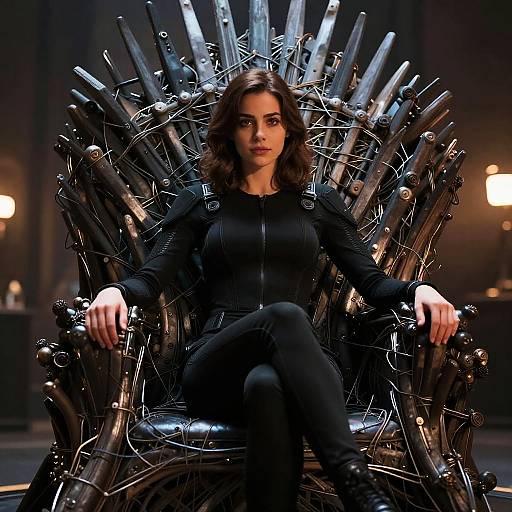Futuristic Woman on a Throne