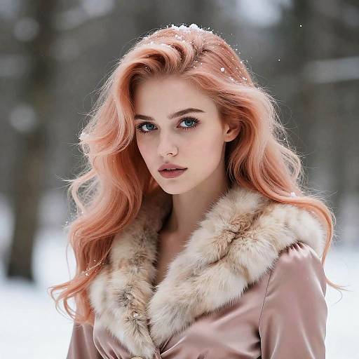 Elegant Foxie Model in Winter Forest
