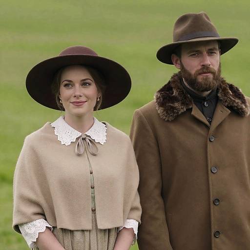 Romantic Couple in Vintage Outdoor Setting