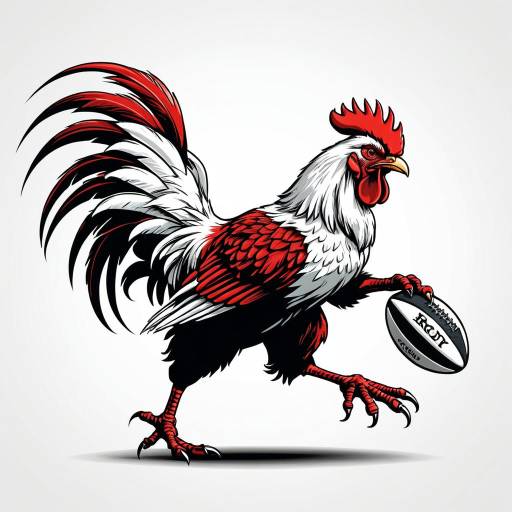 Fierce Rooster Holding Rugby Ball Vector