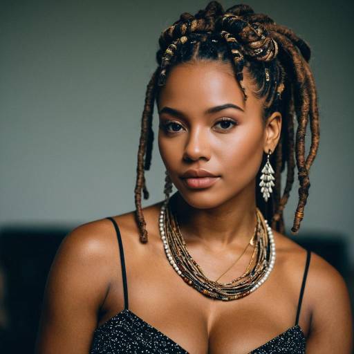 Elegant Woman with Goddess Locs and Jewelry