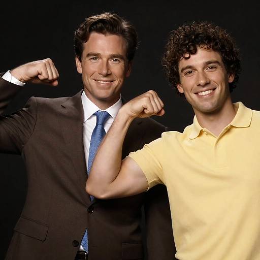 Dynamic Duo in Stylish Attire