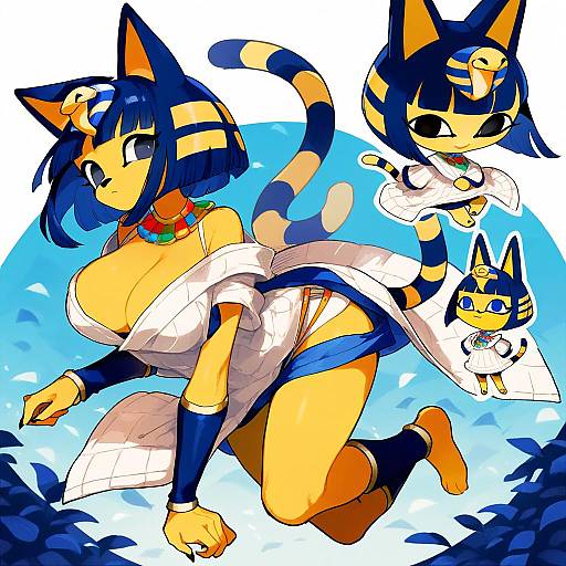 Illustration of Ankha (animal crossing), animal crossing in the style of L hakase