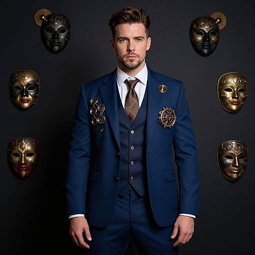 Steampunk Gentleman in Blue Suit