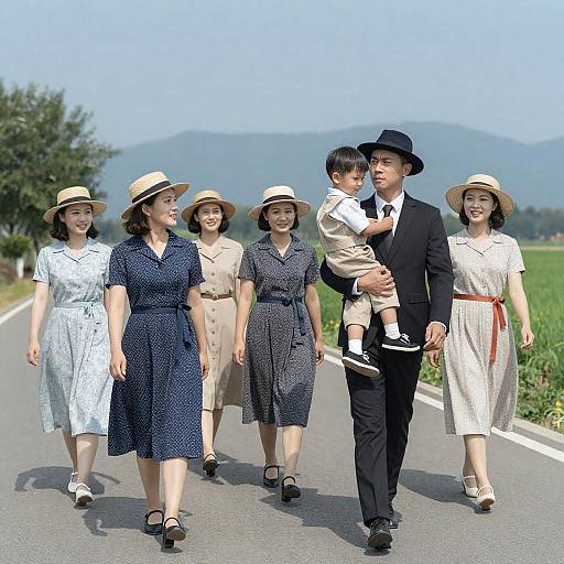 Family Portrait on a Sunny Road