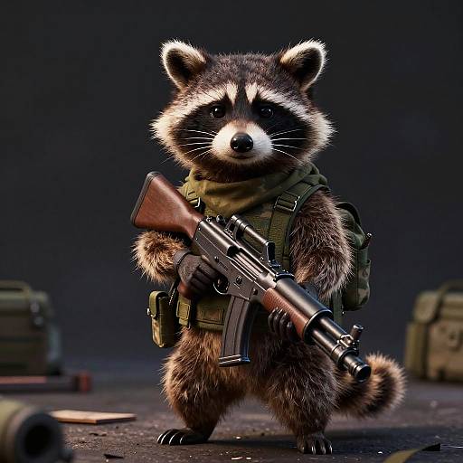 Urban Raccoon Soldier with Rocket Launcher