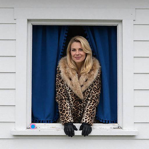 Blonde in Leopard Coat by Window