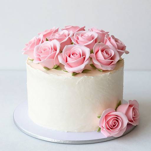 Pale Pink Sugar Roses on Cake