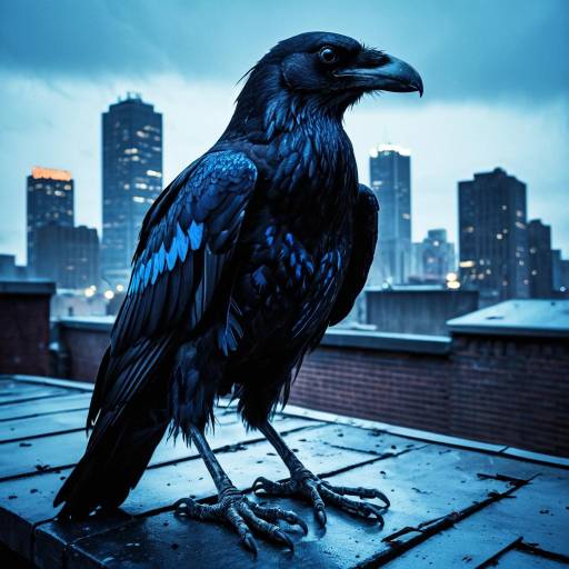 Ominous Raven in a Haunted Rooftop City Ominous Raven in a Haunted Rooftop City