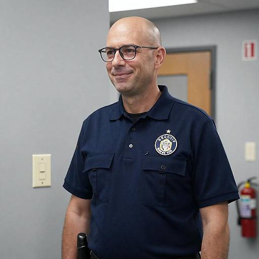 Smiling Security Guard in Office