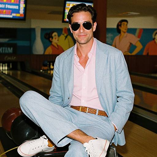 Vintage Style Man in Bowling Alley