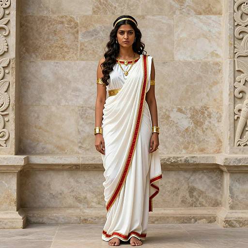 Elegant Roman Goddess in Traditional Toga