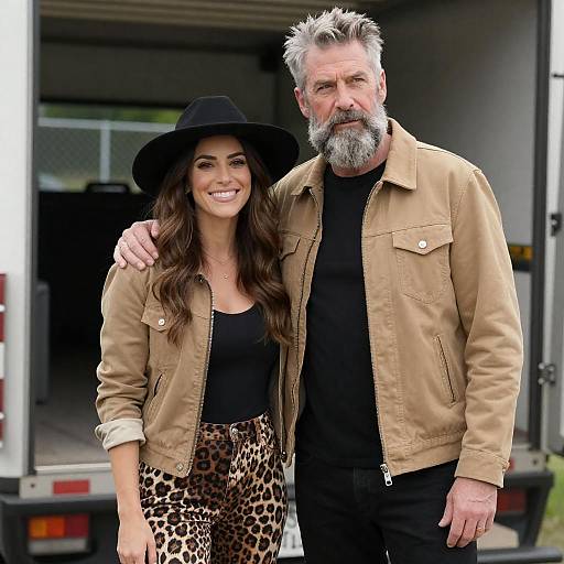 Bearded Man and Smiling Woman Outdoors
