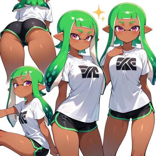 Dynamic Inkling Characters in Dolphin Shorts