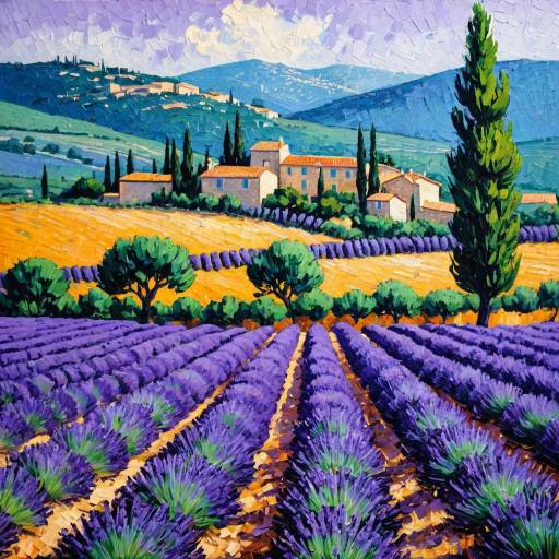 Vivid Impressionist Lavender Fields Artwork Vivid Impressionist Lavender Fields Artwork
