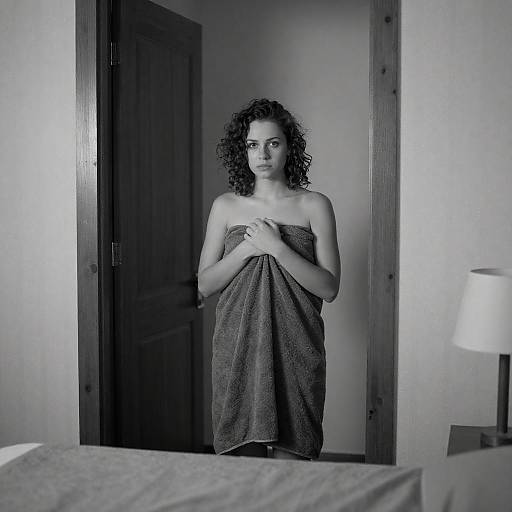 Serious Young Woman in Doorway