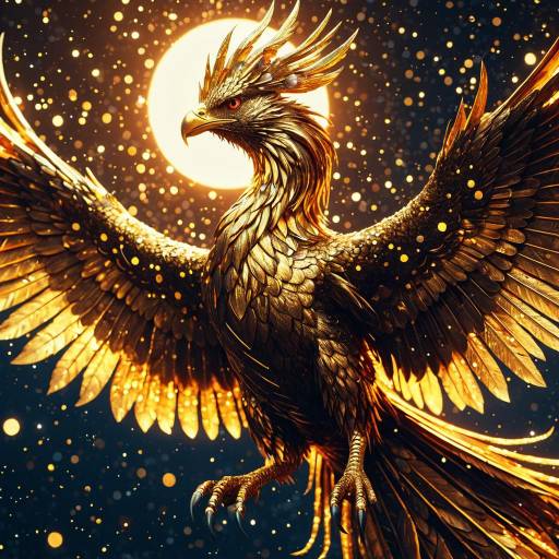 Golden Phoenix in Celestial Sky