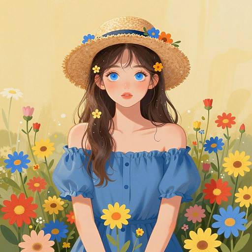 Vibrant Young Woman in Flower Field