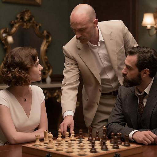 Dramatic Movie Scene with Chess Match