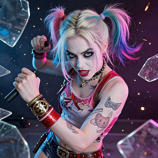 Hyper Realistic Harley Quinn Battle Scene