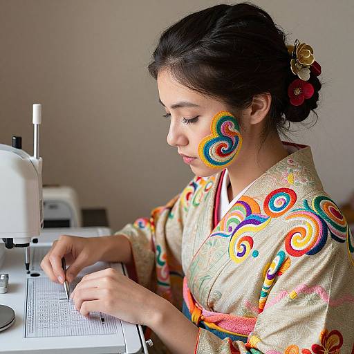 Colorful Swirls on Spanish Woman