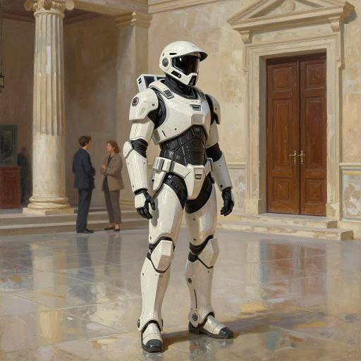 Futuristic Soldier in Classical Architecture