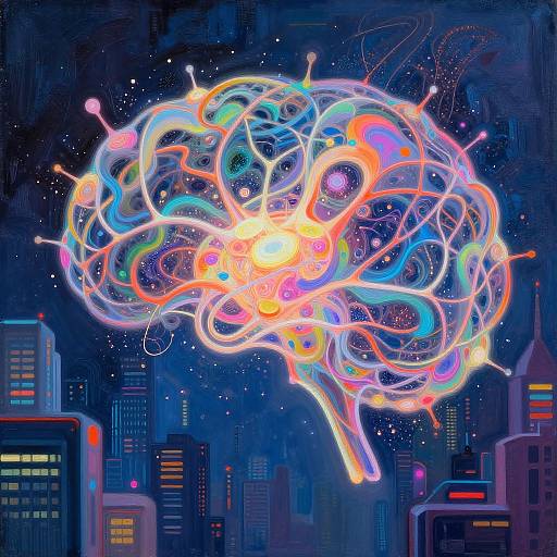 Glowing Neural Network Abstract Art