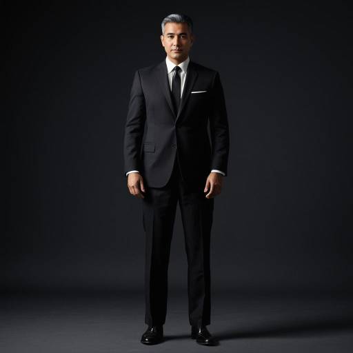 Mature Man in Classic Black Suit