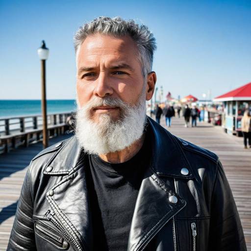 Mature Man in Leather Jacket on Pier