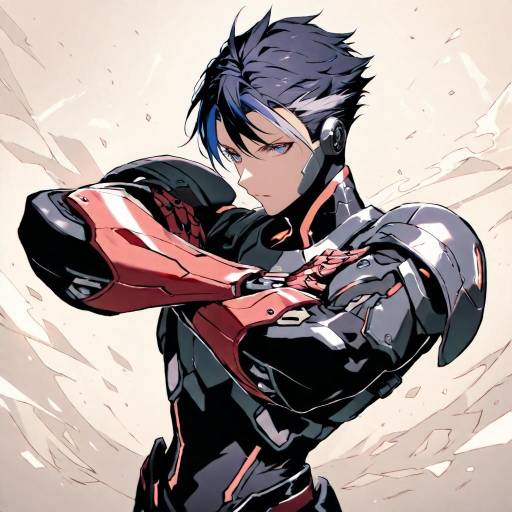 Confident Cyborg Warrior in Armor Confident Cyborg Warrior in Armor